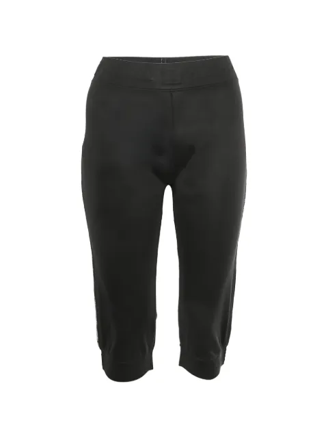 CHANEL Pre-Owned Capri embossed logo jersey trousers Black 1320749