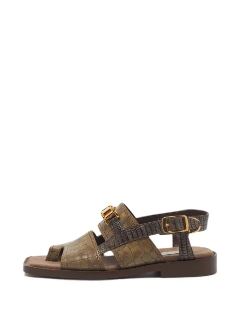 Stella McCartney Pre-Owned croc-embossed slingback sandals Green 1352681