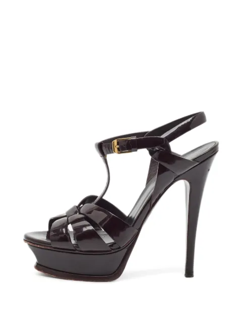 Saint Laurent Pre-Owned Tribute leather heeled sandals Red 1347690