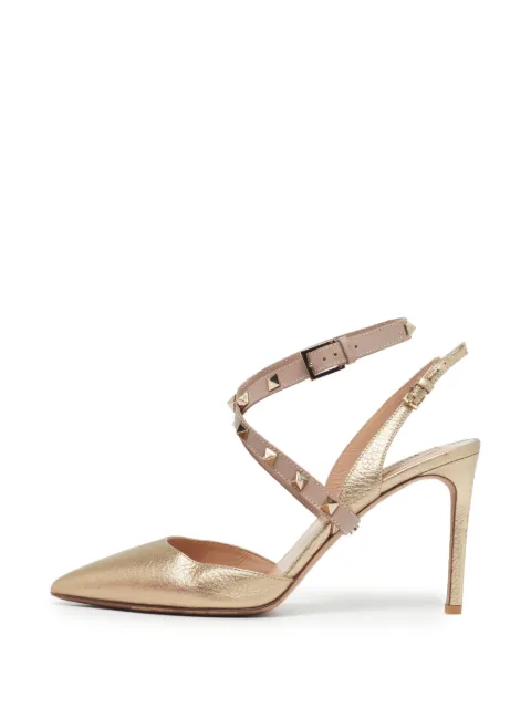 Valentino Garavani Pre-Owned Rockstud leather slingback pumps Gold 1301910