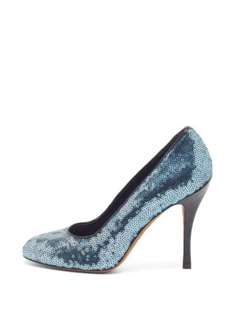 Moschino Pre-Owned sequin round-toe pumps Blue 1320568
