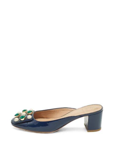 Tory Burch crystal-embellished patent leather mules Blue 1290017