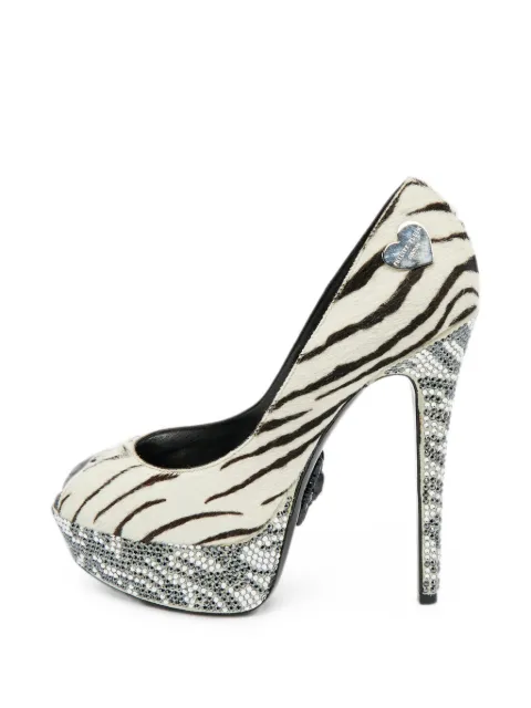 Philipp Plein crystal-embellishment platform heeled pumps Neutrals 1277186
