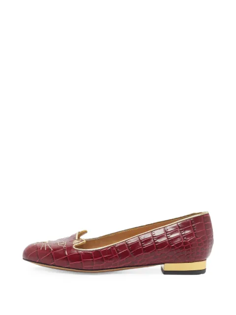 Charlotte Olympia Kitty croc-embossed loafers Red 1343726