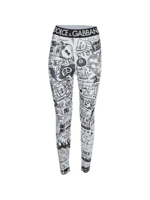 Dolce & Gabbana Pre-Owned graffiti-print leggings White 1336186
