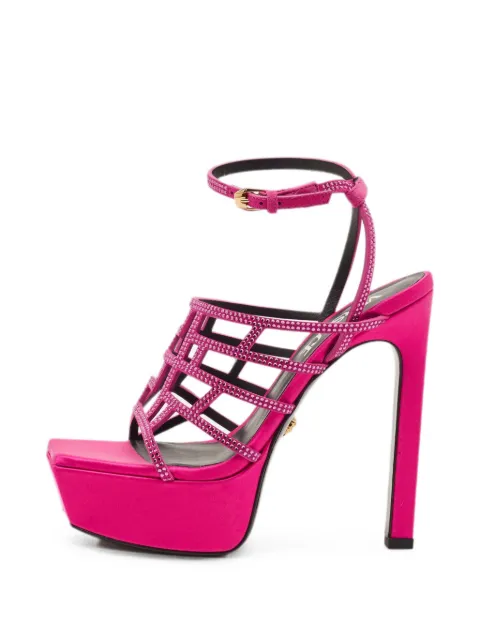 Versace Pre-Owned Greca Maze crystal-embellished sandals Pink 1330487