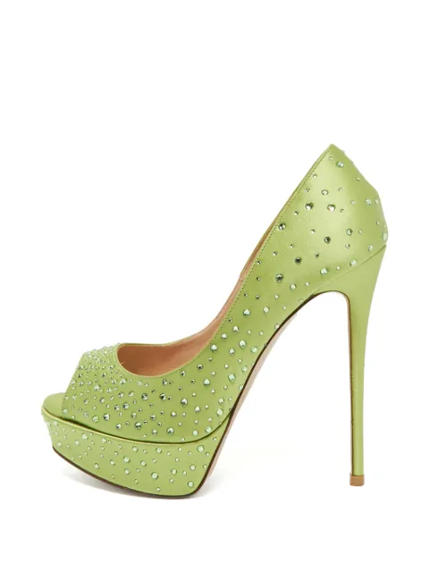 Valentino Garavani Pre-Owned crystal-embellished platform pumps Green 1305595