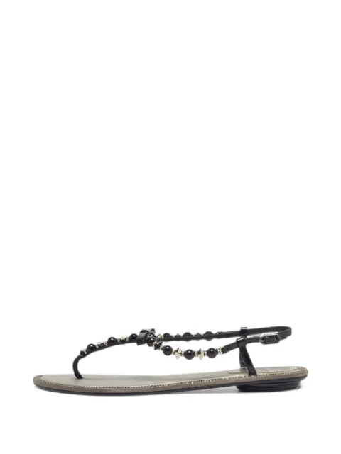 René Caovilla crystal-embellished patent leather sandals Black 1306712