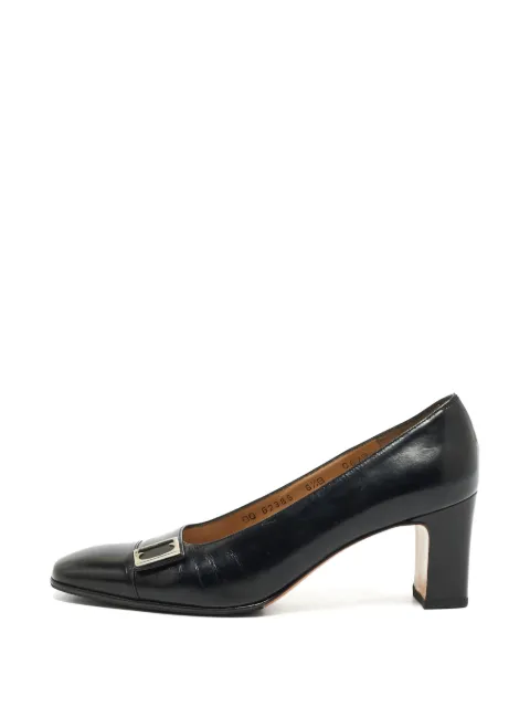 Ferragamo Pre-Owned buckle-detail block-heel pumps Black 1355301