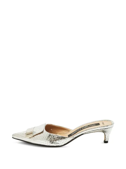 Sergio Rossi croc-embossed buckle mules Silver 1270962