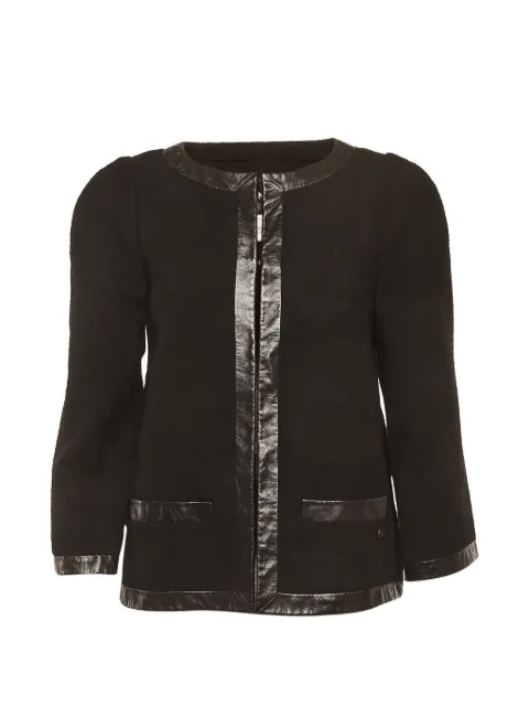 CHANEL Pre-Owned tweed leather-trim jacket Black 1291381