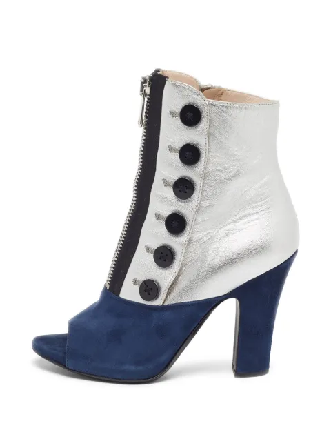 Miu Miu Pre-Owned peep-toe button-detail ankle boots Silver 1304294