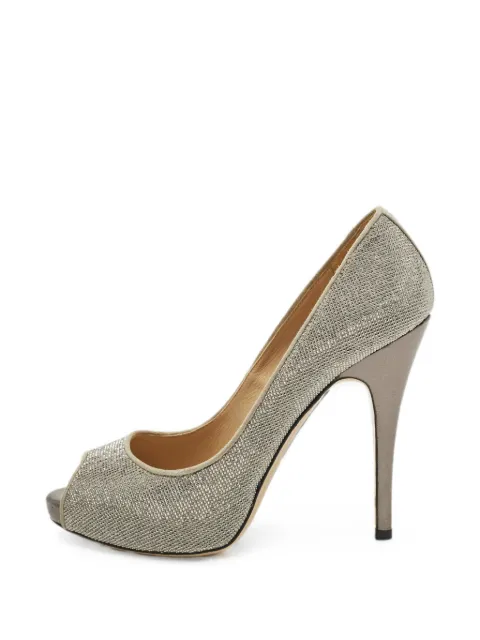 Valentino Garavani Pre-Owned crystal-embellished peep-toe pumps Grey 1300322