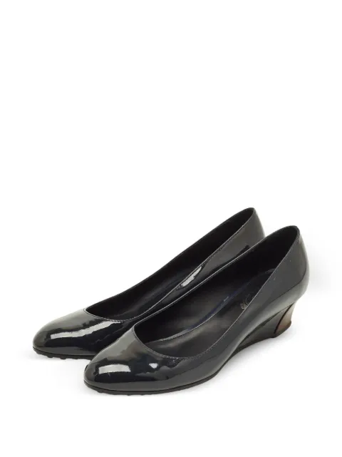 Tod's Vintage leather wedge pumps Blue 1277654