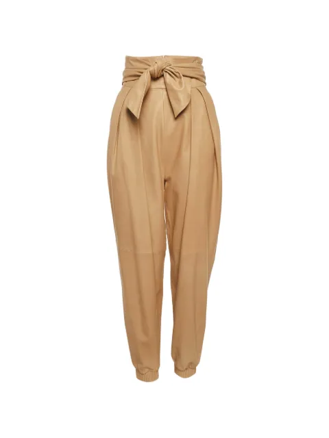 KRISTINA FIDELSKAYA pleated leather trousers Neutrals 1291402