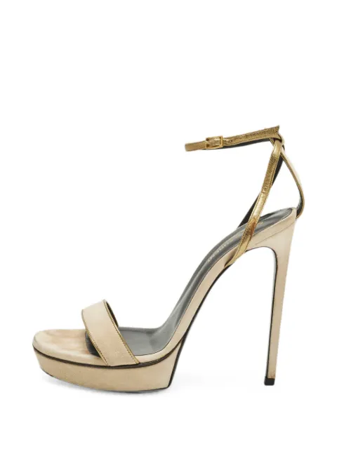 Saint Laurent Pre-Owned Amber suede heeled sandals Neutrals 1314874