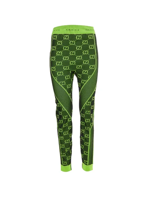Gucci Pre-Owned GG monogram jacquard leggings Green 1334584
