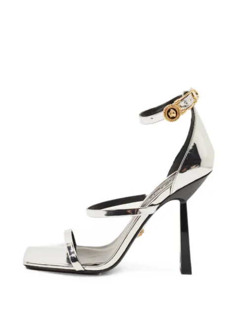 Versace Pre-Owned Safety Pin leather heeled sandals Silver 1330394