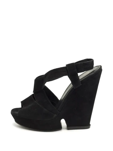 Saint Laurent Pre-Owned crossover-strap wedge sandals Black 1335022