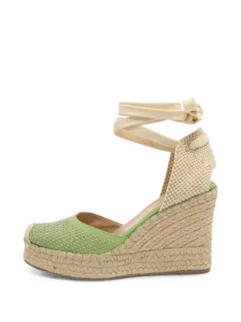 Valentino Garavani Pre-Owned studded leather espadrille sandals Neutrals 1290319