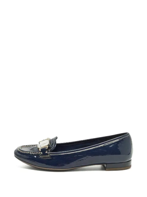 Prada Pre-Owned crystal-embellished bow loafers Blue 1300294