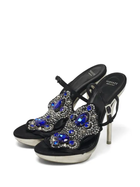 Versace Pre-Owned crystal-embellished slingback sandals Black 1278894