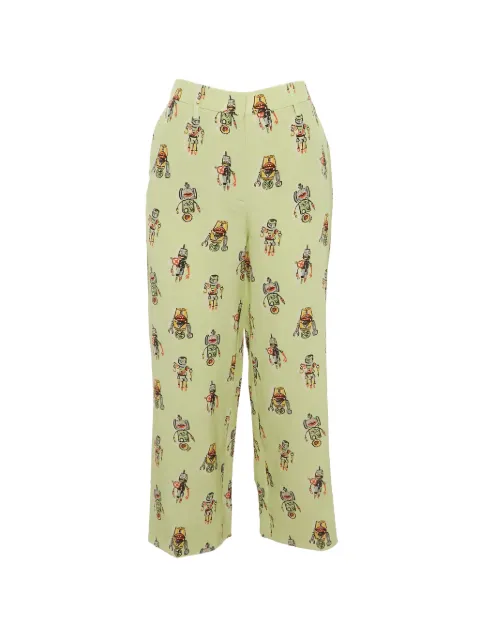 Prada Pre-Owned robot-print straight-leg trousers Green 1313514