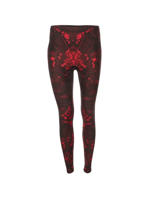 Alexander McQueen Pre-Owned lace-print knit leggings Red 1333780