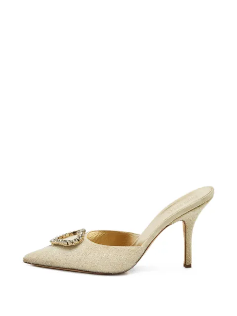 Paris Texas glitter heart-buckle mules Gold 1306865
