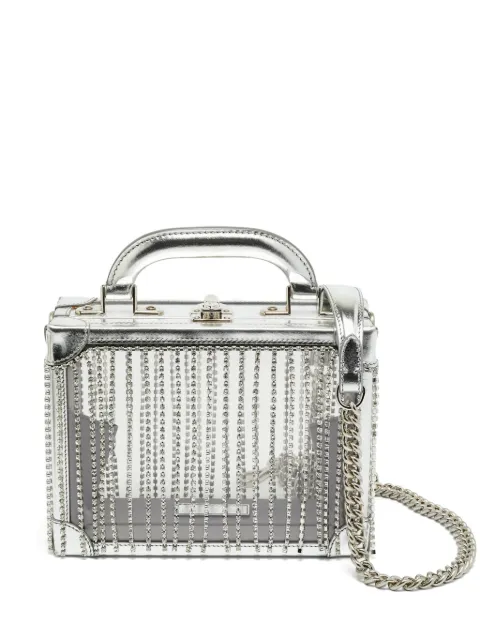 AREA x Bertoni Ling Ling crystal-fringe satchel bag Silver 1268235