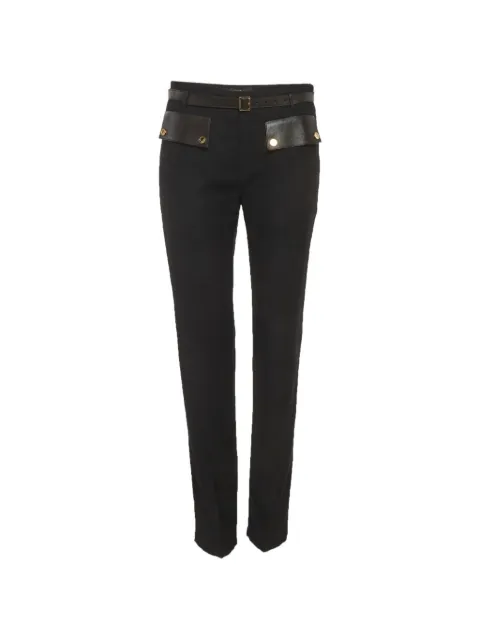 Gucci Pre-Owned leather-trim belted trousers Black 1309792