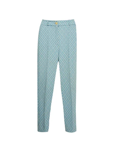 Elisabetta Franchi logo-print crepe trousers Blue 1262343