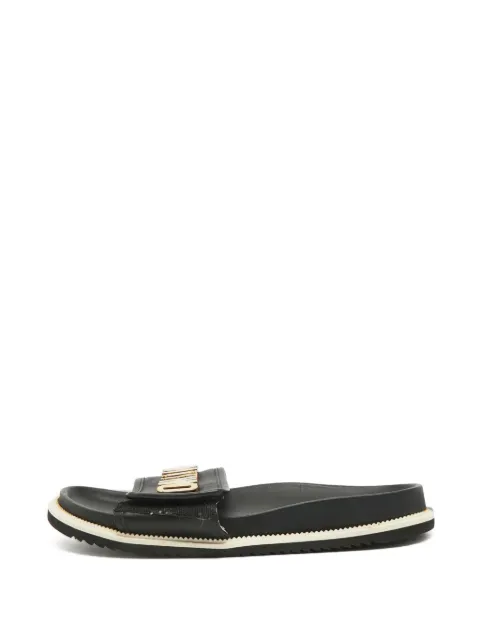Moschino Pre-Owned logo-plaque sandals Black 1296118