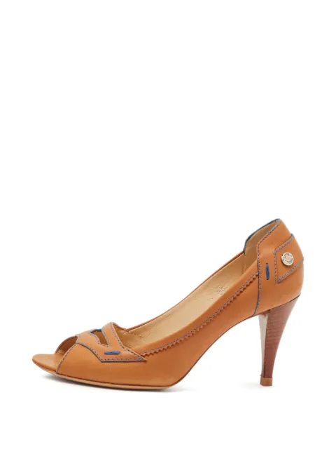 Tod's Vintage stitch-detail open-toe pumps Neutrals 1326951