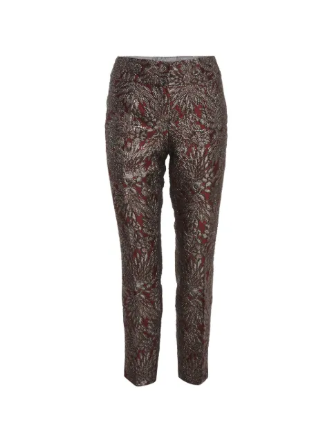 Dolce & Gabbana Pre-Owned floral-jacquard straight-leg trousers Red 1288491