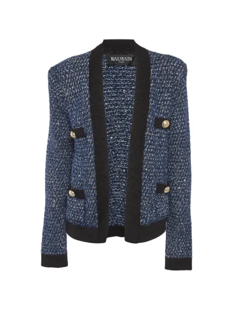 Balmain Pre-Owned open-front tweed jacket Blue 1288853