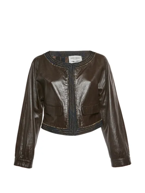 Saint Laurent Pre-Owned Rive Gauche leather jacket Brown 1324943