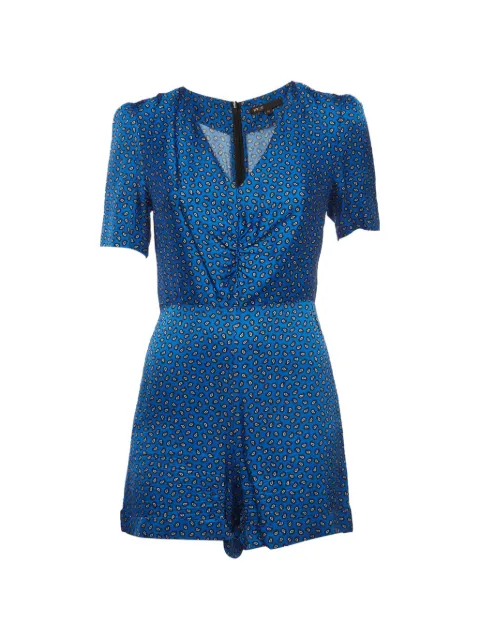 Maje printed satin playsuit Blue 1357361