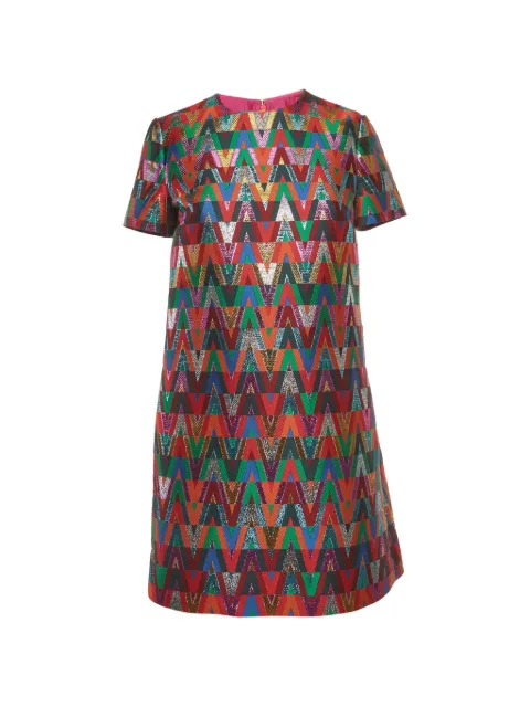 Valentino Garavani Pre-Owned chevron shift mini dress Red 1289364