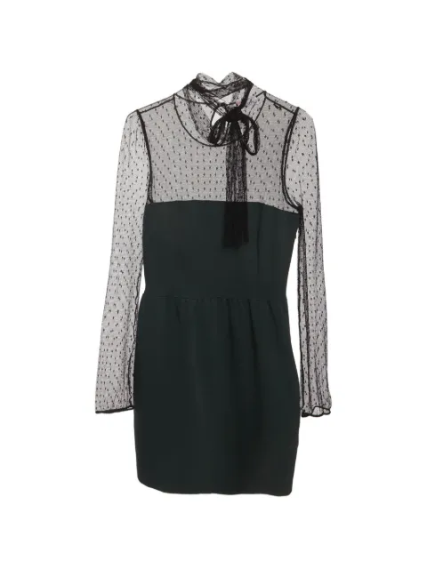 Red Valentino Vintage tulle-panel tie-neck midi dress Green 1329620