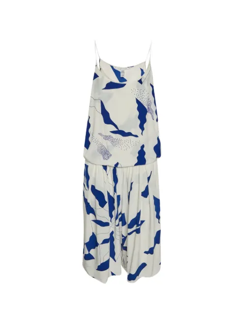 Diane Von Furstenberg Vintage abstract-print silk jumpsuit White 1347038