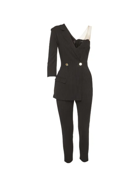 Elisabetta Franchi asymmetric pinstripe jumpsuit Black 1360095