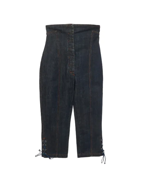 Jean Paul Gaultier Pre-Owned lace-up high-waisted jeans Blue 1342341