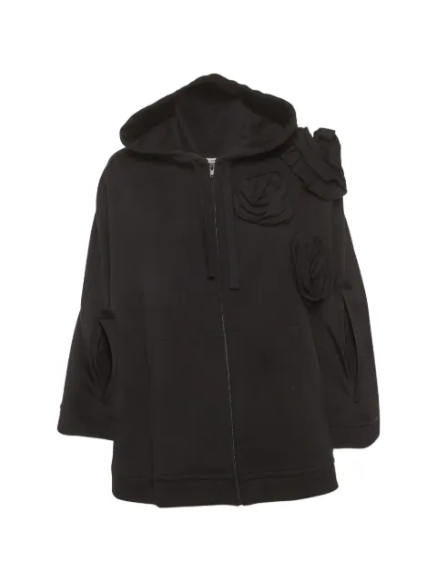Valentino Garavani Pre-Owned rose-detail cape jacket Black 1281325