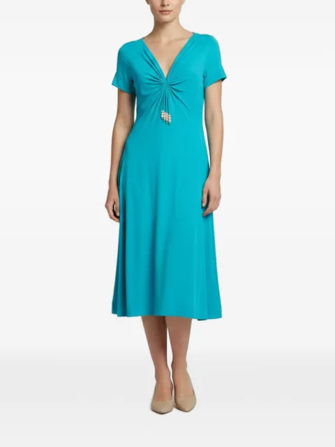 Ralph Lauren Vintage ruched beaded-tassel midi dress Blue 1345039