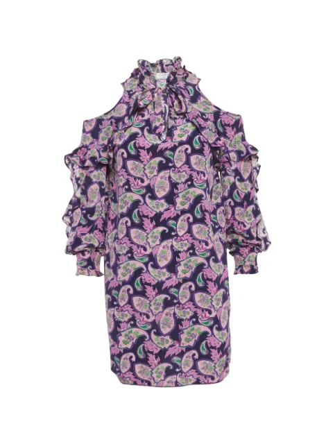 SANDRO ruffled cold-shoulder silk dress Purple 1286679