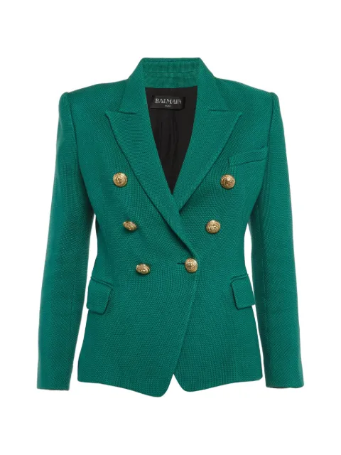 Balmain Pre-Owned basketweave double-breasted blazer Green 1312172