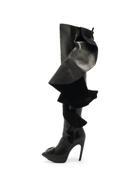 Roger Vivier Vintage Viv ruffled leather boots Black 1263005