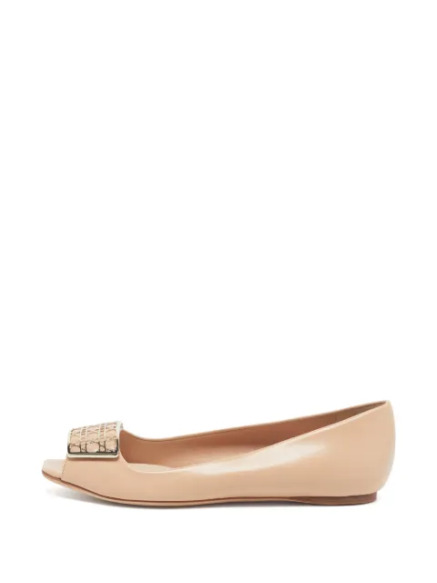 Christian Dior Pre-Owned Cannage plaque ballet flats Neutrals 1343175