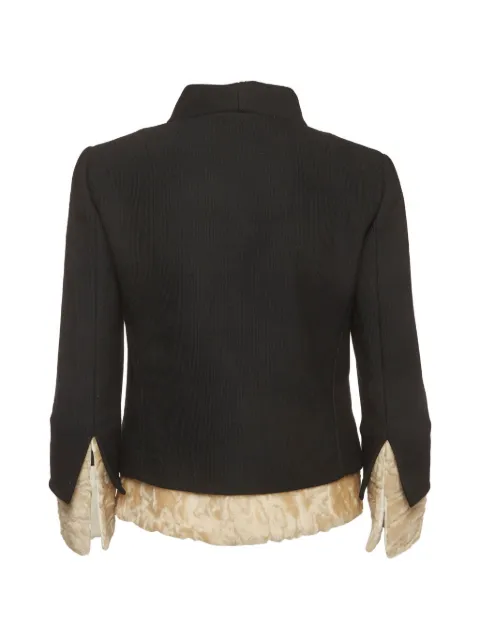 Dolce & Gabbana Pre-Owned fur-trim button-up jacket Black 1360645